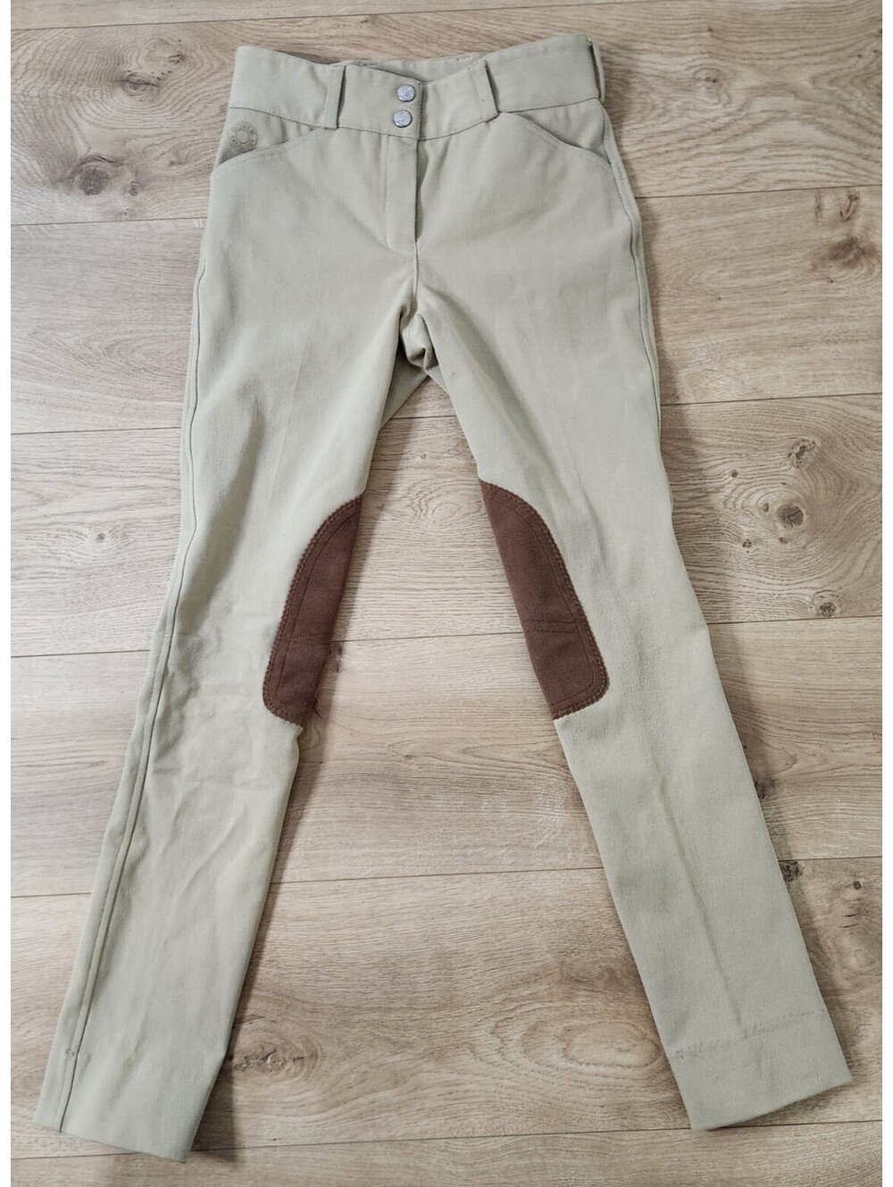 Dover Saddlery Beige Suede Knee Patch Equestrian Horse Riding Pants Girls Sz 12